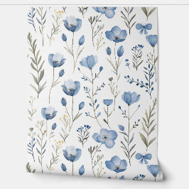 Papel Pintado Flores salvajes azules y botánicas