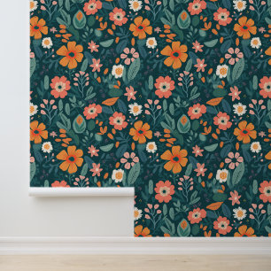 Papel Pintado Flores salvajes en negrita Floral Green