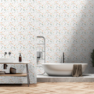 Papel Pintado Flores salvajes Peach Green
