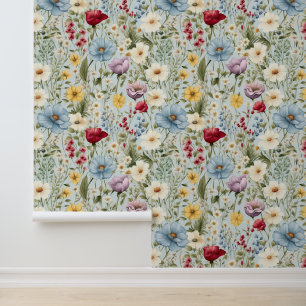 Papel Pintado Flores silvestres coloridas de la pradera de la ca