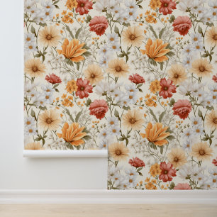 Papel Pintado Flores silvestres coloridas de la pradera de la ca