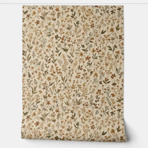 Papel Pintado Flores silvestres de época en los tonos de la tier