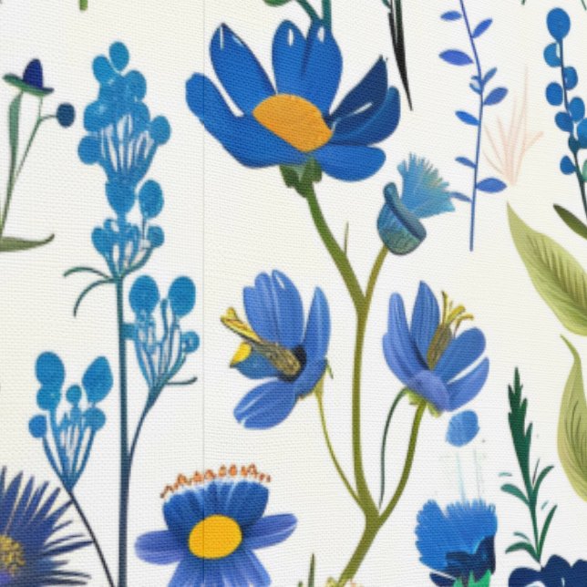 Papel Pintado Flores silvestres del jardín azul ruso (Costura)