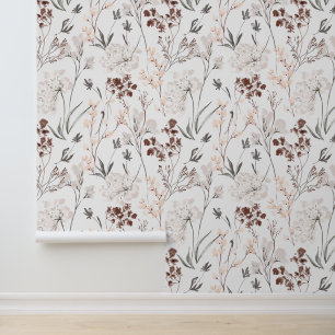 Papel Pintado Flores silvestres minimalistas elegantes hojas sua