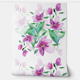 Papel Pintado Flores Silvestres Moradas Arte Acuarela