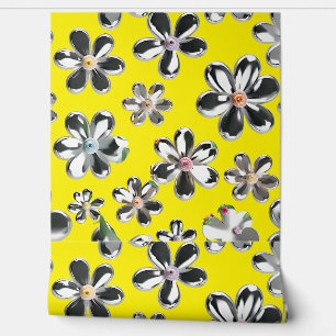 Papel Pintado Flores silvestres plateadas