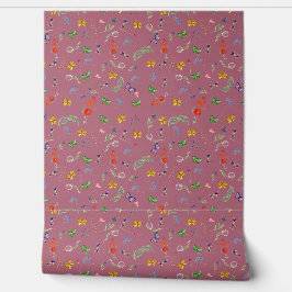 Papel Pintado Flores silvestres románticas estampadas