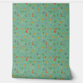 Papel Pintado Flores silvestres románticas estampadas