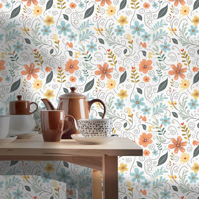 Papel Pintado Flores silvestres y remolinos de verano ID1064 (Subido por el creador)