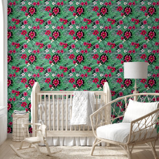 Papel Pintado Flores tropicales hawaianas patrón jungla de veran