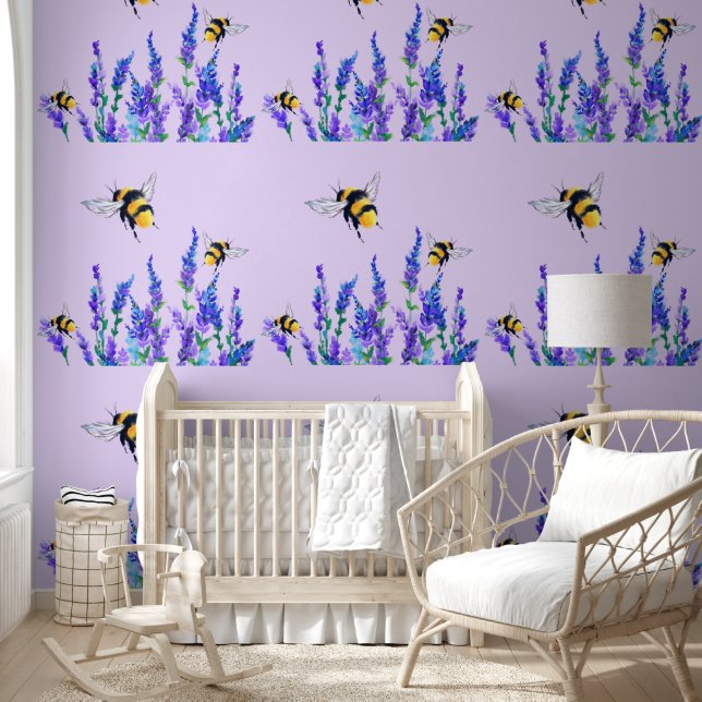 Papel Pintado Flores y abejas voladoras (Niños)