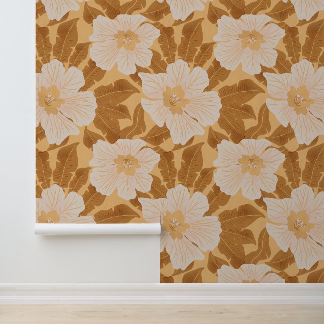 Papel Pintado Flores Y Hojas Tropicales (Solicitud)