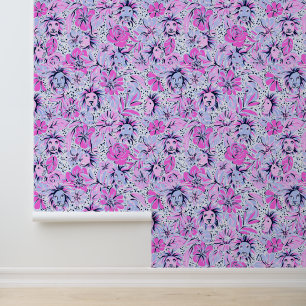 Papel Pintado Flores y leones de lavanda de Palm Beach Preppy