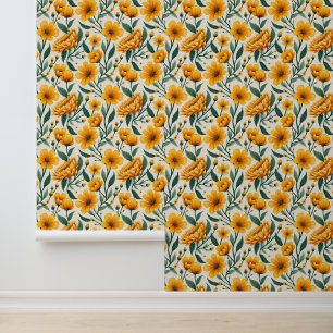 Papel Pintado Flores y mariposas