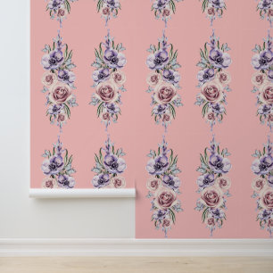 Papel Pintado Flores y mariposas Diseño retro vintage