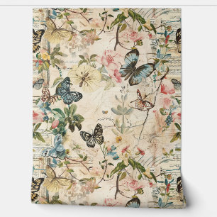 Papel Pintado Flores y mariposas múltiples de vintage