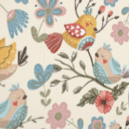 Papel Pintado Flores y pájaros al estilo boho