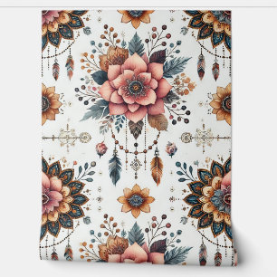 Papel Pintado Flores y Plumas