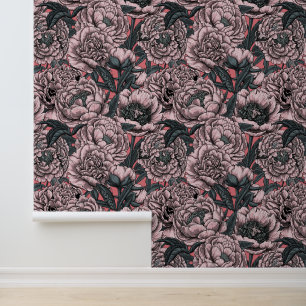 Papel Pintado Flores y polillas rosadas