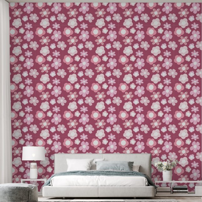 Papel Pintado flower pattern dark pink (Dormitorio)