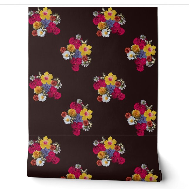 Papel Pintado Flowers in the dark mixd media (Desenrollar)