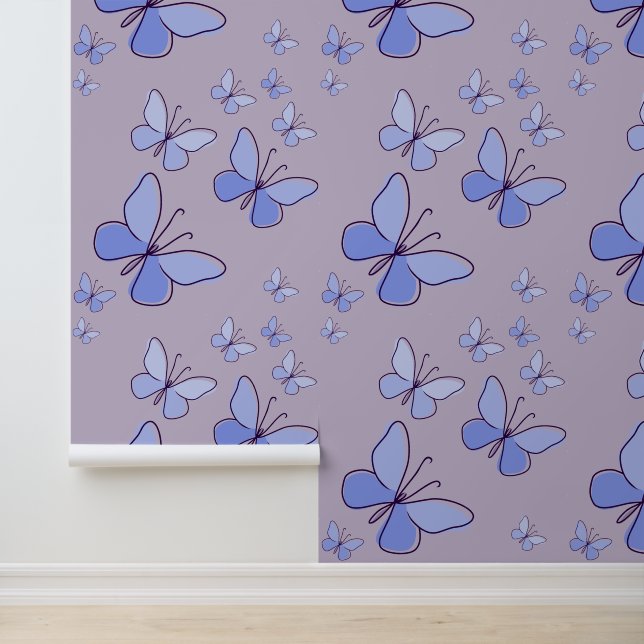 Papel Pintado Flutter de mariposa en azul, lavanda (Solicitud)