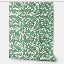 Papel Pintado Foliage verde y blanco