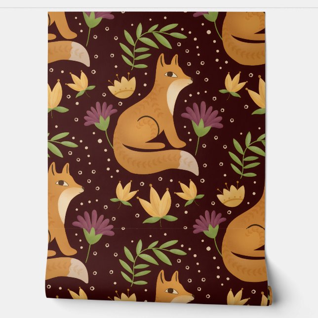 Papel Pintado Folk Foxes (Desenrollar)