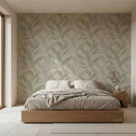 Papel Pintado Follaje en Hojas Verdes Suaves y Elegantes de Salv