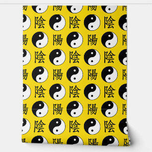 Papel Pintado Fondo amarillo Patrón Yinyang chino