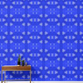 Papel Pintado Fondo azul brillante de los copos de nieve blancos