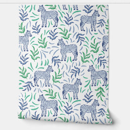 Papel Pintado Fondo Blanco de la Jungla Safari de Zebras