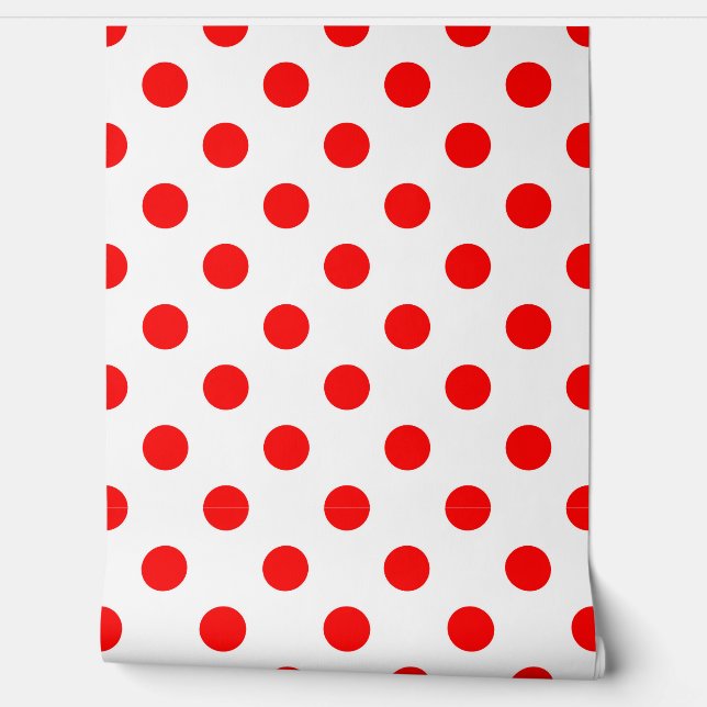 Papel Pintado Fondo Blanco Lunares Rojos (Desenrollar)