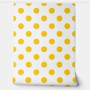 Papel Pintado Fondo blanco puntos de polka amarillos