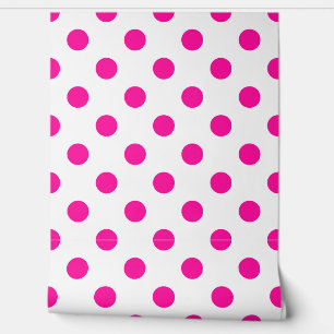Papel Pintado Fondo blanco puntos rosados de polka
