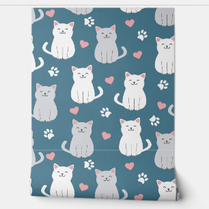 Papel Pintado Fondo con Patrón de Gatos Adorables