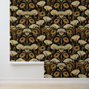 Papel Pintado Fondo de escritorio Art Nouveau - Floral de oro -