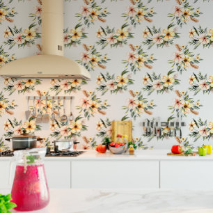 Papel Pintado Fondo de escritorio de patrón floral amarillo suav