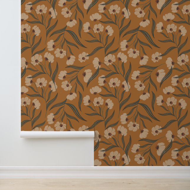 Papel Pintado Fondo de escritorio Earthy Boho Floral Copper Brow (Solicitud)