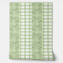 Fondo de escritorio Green Gingham and Floral Motif
