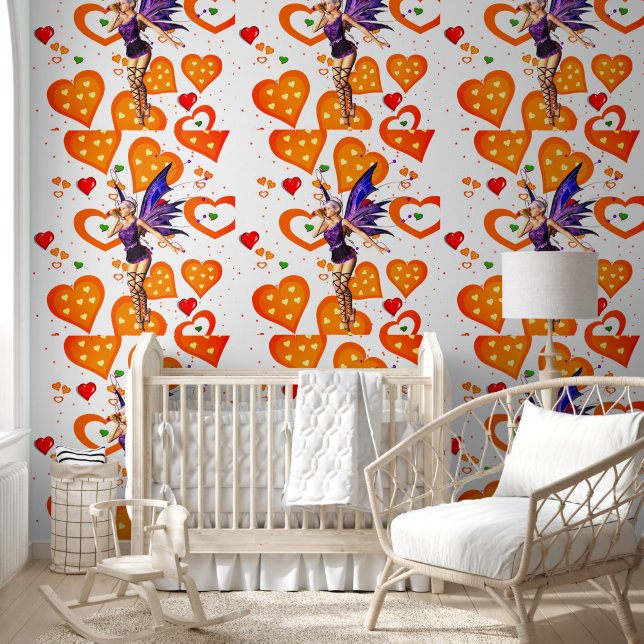 Papel Pintado Fondo de escritorio Naranja Hearts Fairy (Niños)