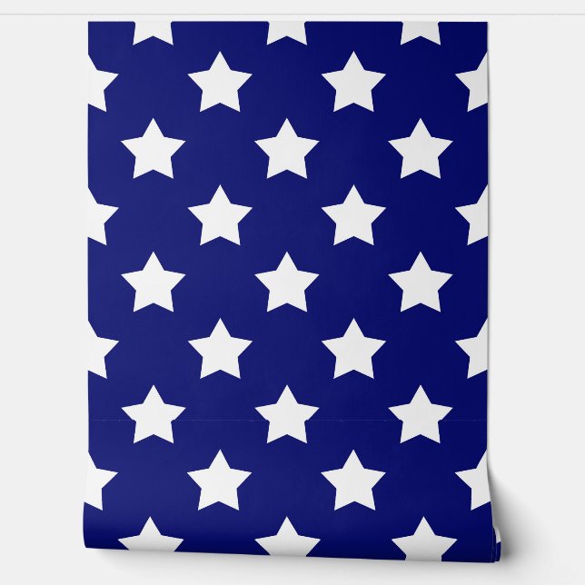 Papel Pintado Fondo de las estrellas blancas azules impecables (Desenrollar)