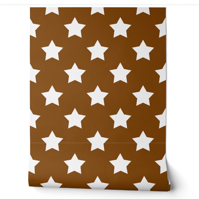 Papel Pintado Fondo de las Estrellas Blancas Marrones sin Marrón (Desenrollar)
