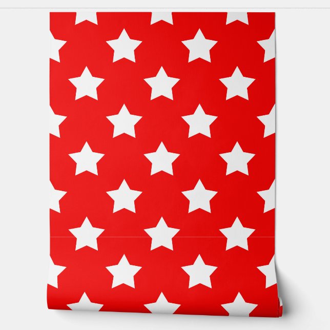 Papel Pintado Fondo de las estrellas blancas rojas impecables (Desenrollar)