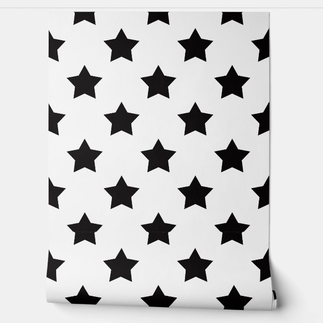 Papel Pintado Fondo de las estrellas negras blancas impecables (Desenrollar)