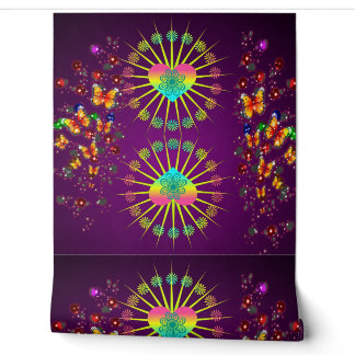 Papel Pintado Fondo de pantalla de corazón y mariposa brillantes