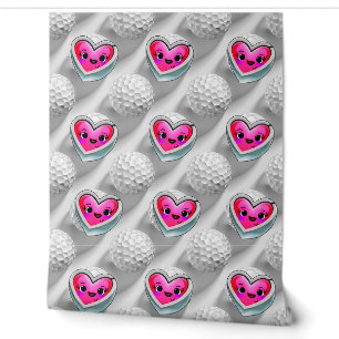 Papel Pintado Fondo de pantalla de corazones y pelotas de golf d