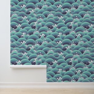 Papel Pintado Fondo decorativo de olas de mar