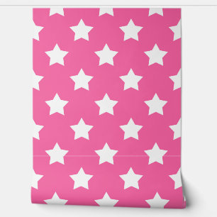 Papel Pintado Fondo del patrón de estrellas blancas rosadas