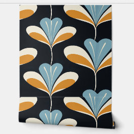 Papel Pintado Fondo negro moderno retro de mediados del siglo